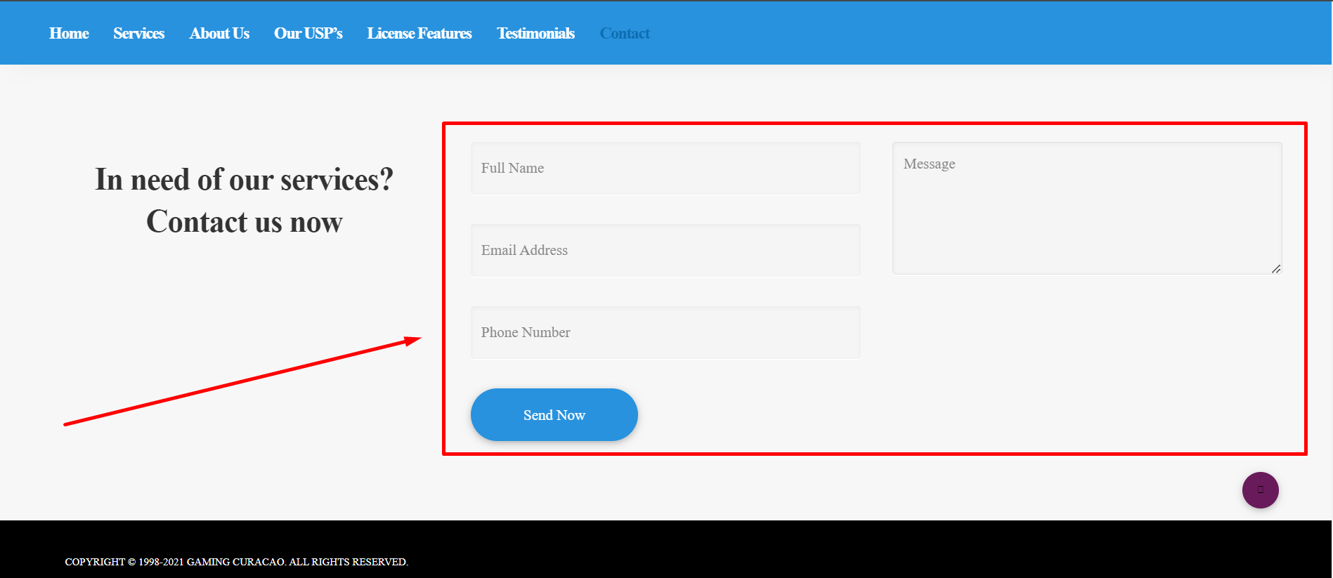 Fill out the contact form available