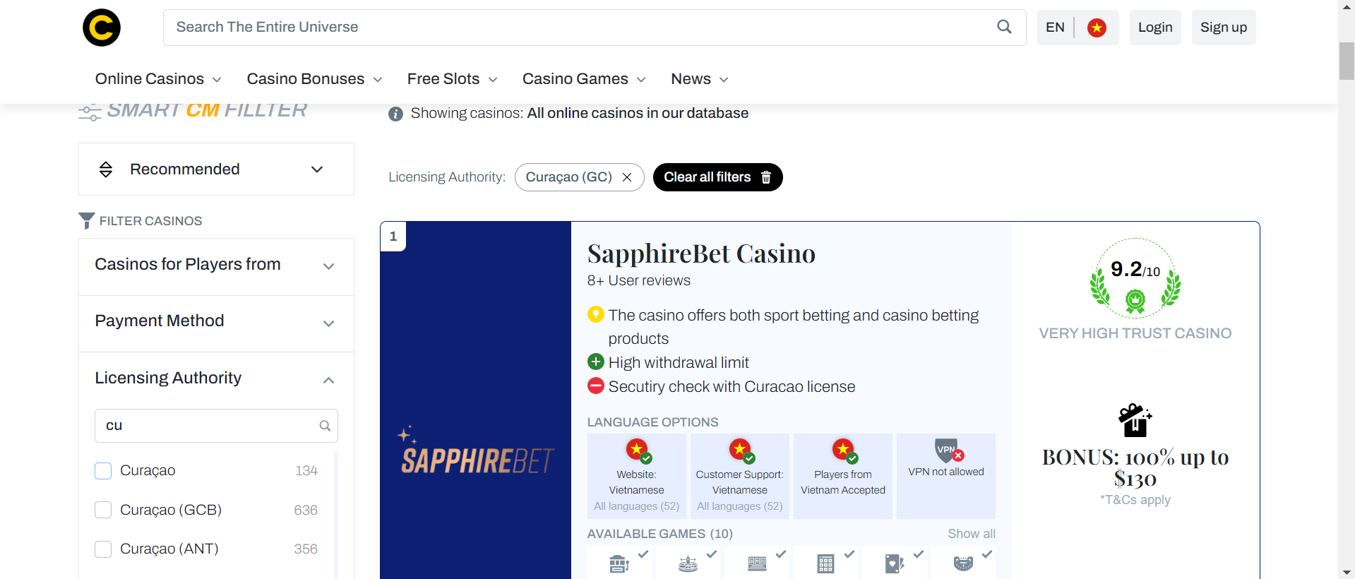 Casinomentor provides detailed rankings and reviews of online casinos