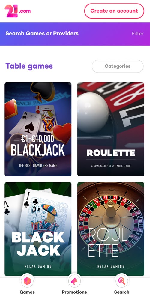 Table Games Mobile