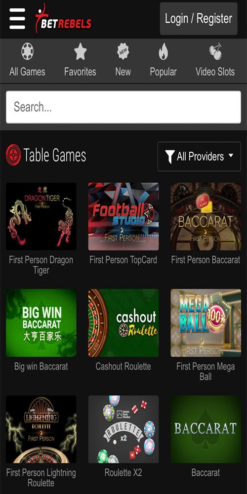 Table Games Mobile
