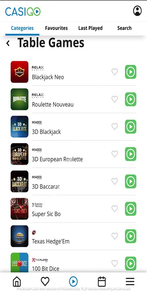 Table Games Mobile