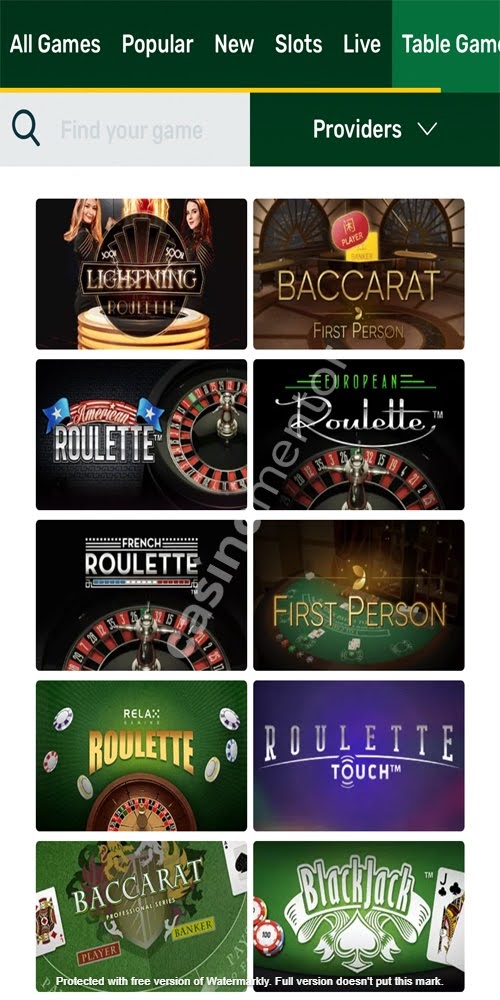 Table Games Mobile
