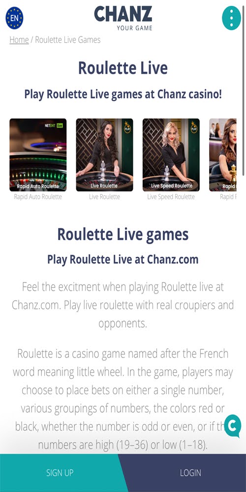 Roulette Live Mobile