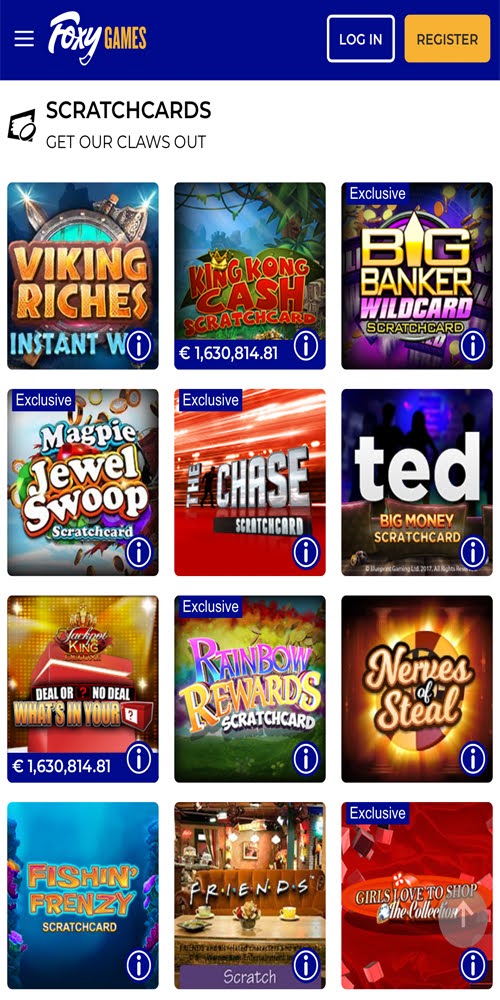 Scratchcards Mobile