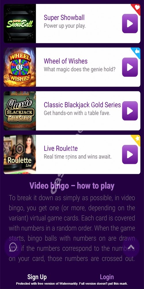 Video Bingo Mobile