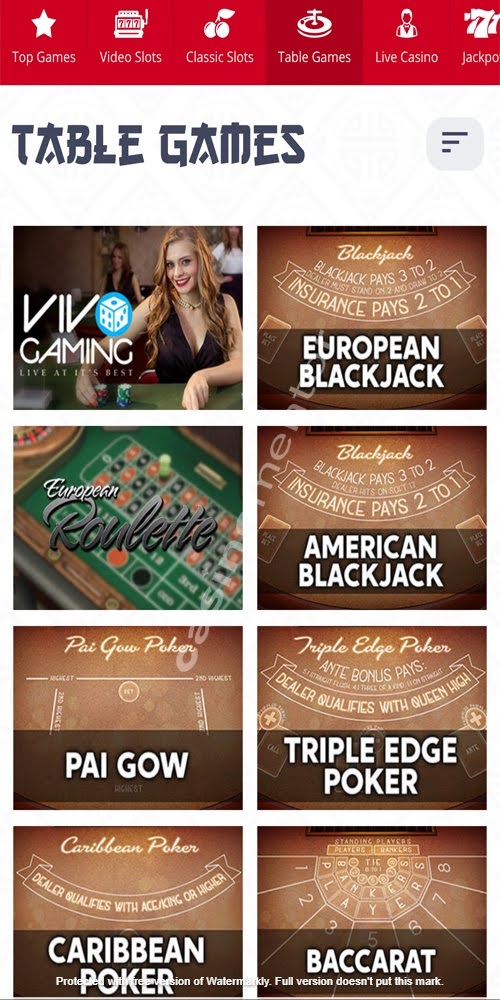 Table Games Mobile