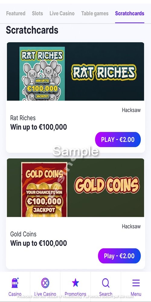 Scratchcards Mobile