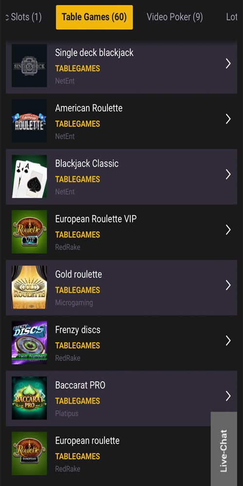 Table Games Mobile
