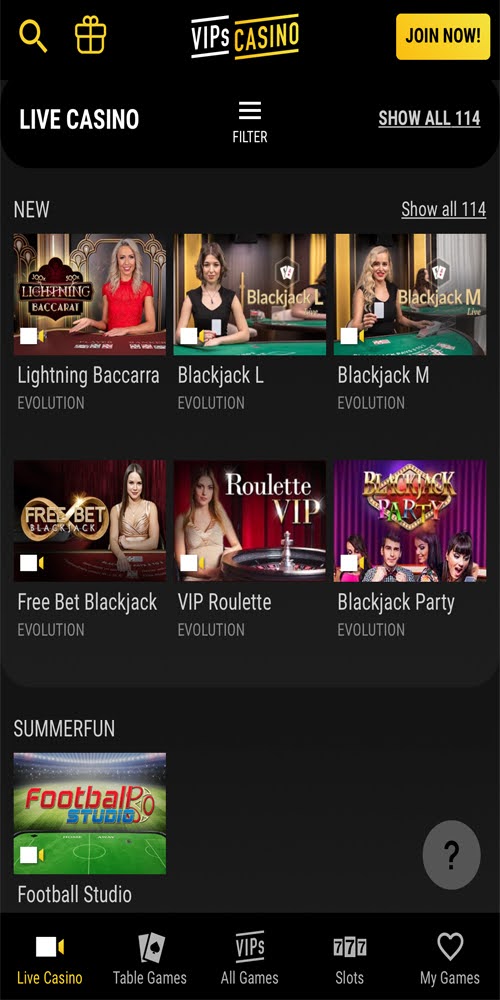 Live Casino Mobile